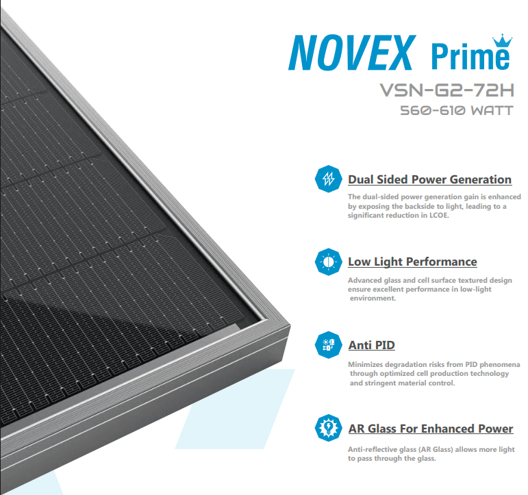 NOVEX Prime VSN-G2-72H 560-610W