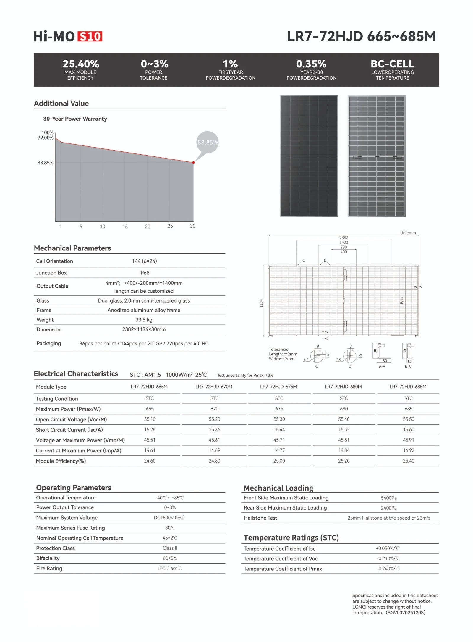【Hi-MO S10】Bifacial 665W 670W 675W 680W 665~685...