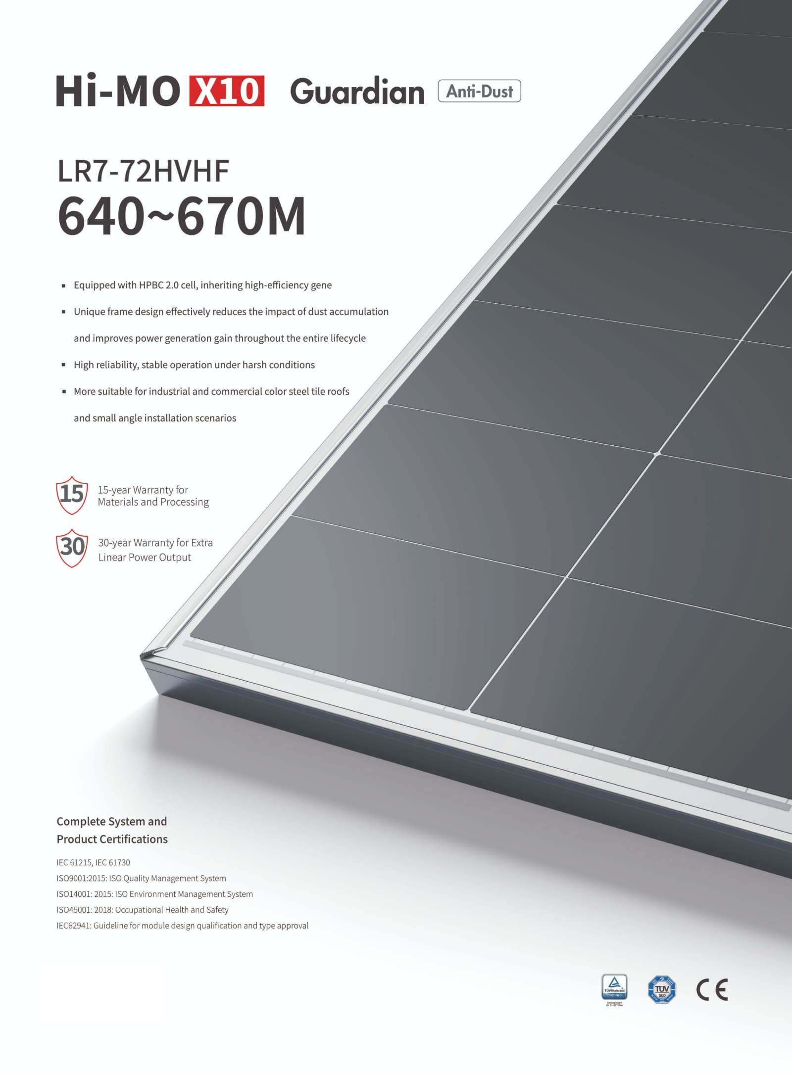 【Hi-MO x10】640W 645W 650W 655W LR7-72HVHF 640~670M