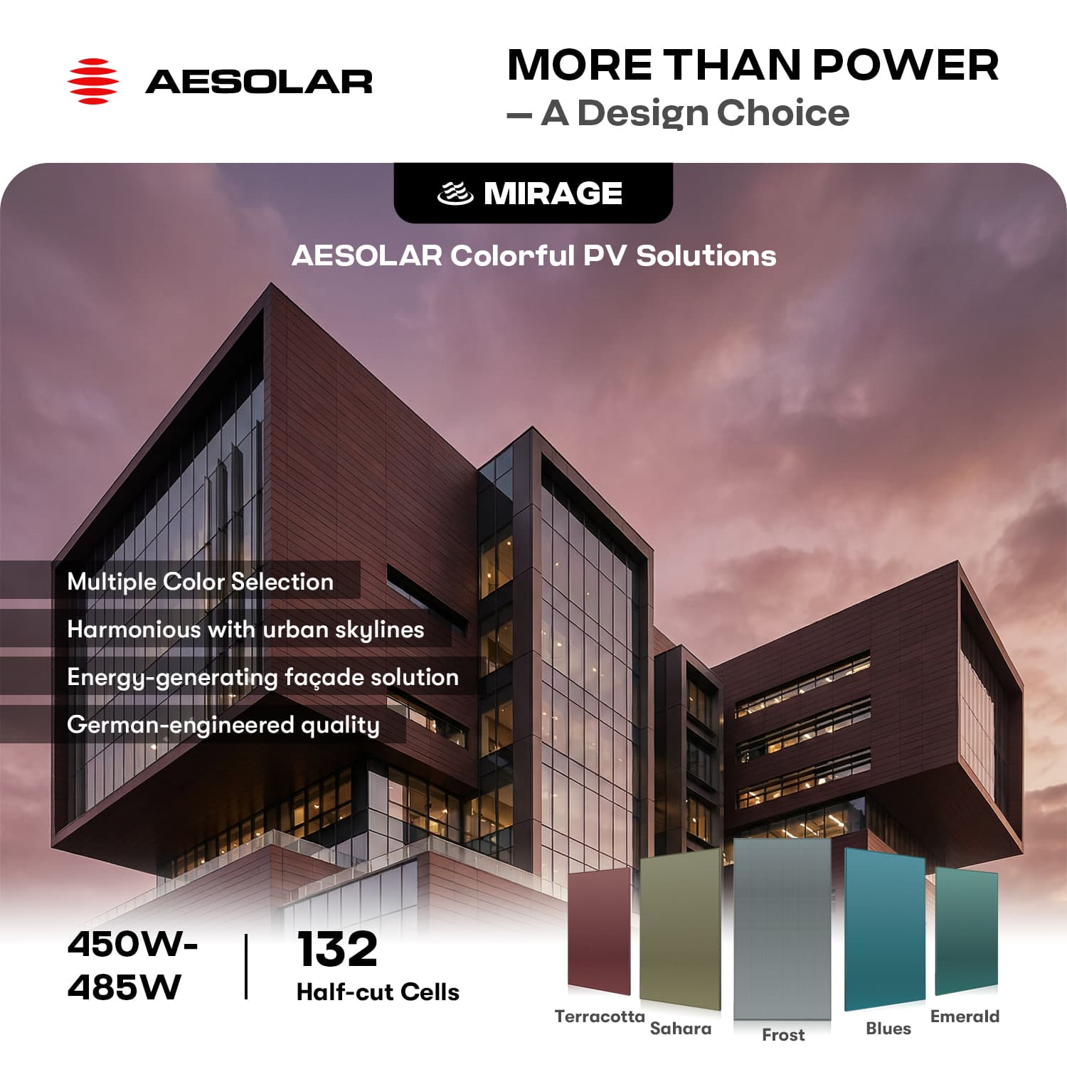 Mirage CMD-132C 450W-480W Colored BIPV