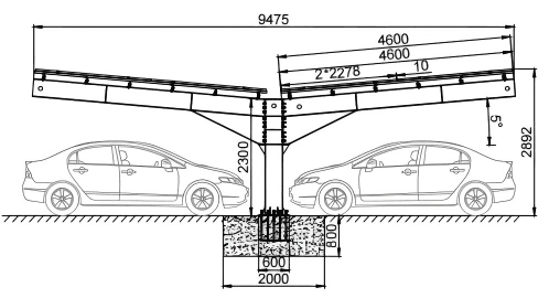 Double Wing Solar Carport Mount