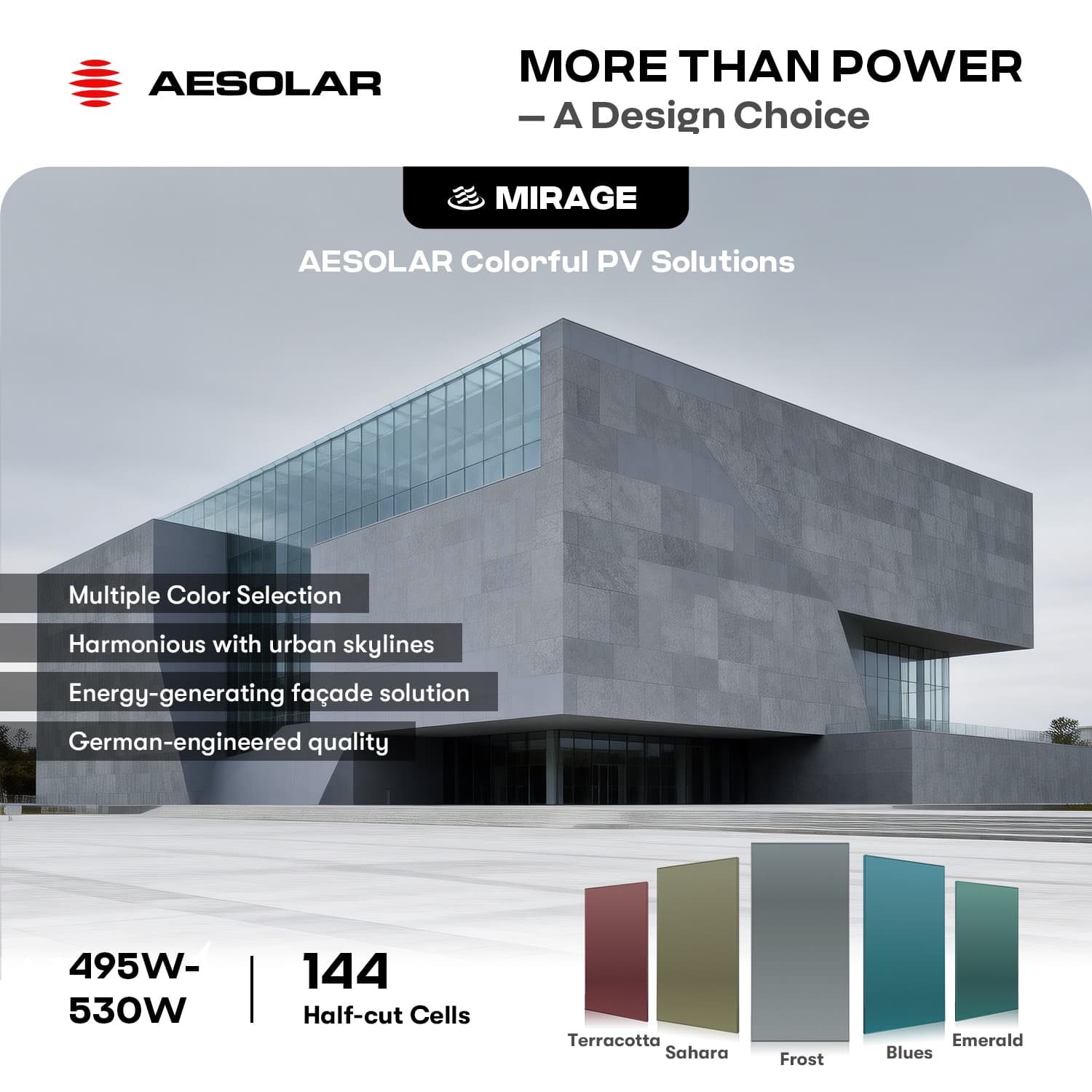 Mirage CMD-144C 495W-530W Colored BIPV