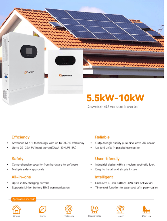 Dawnice 10kW 12W 8kW Inverte Solar Hybrid Inver...